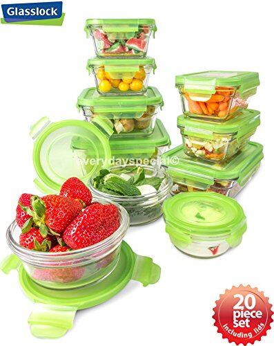 Snapware 20 Pieces Tempered Glasslock Storage Containers